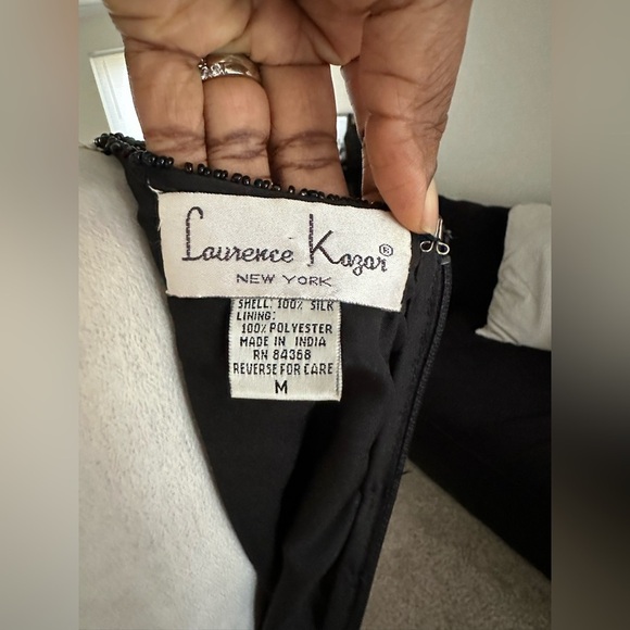 Lawrence Kager 100% Silk Embellished Sequined Dress  Back Slit Sz M Demure - Picture 9 of 15